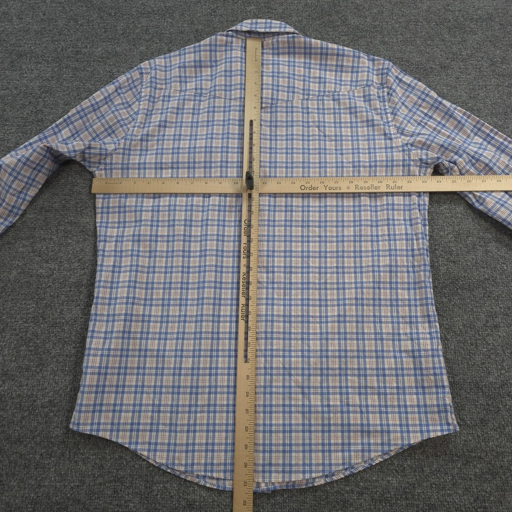 Criquet Shirt Mens Large Blue Plaid Performance Pearl Snap Casual Outdoors Golf - Picture 6 of 10